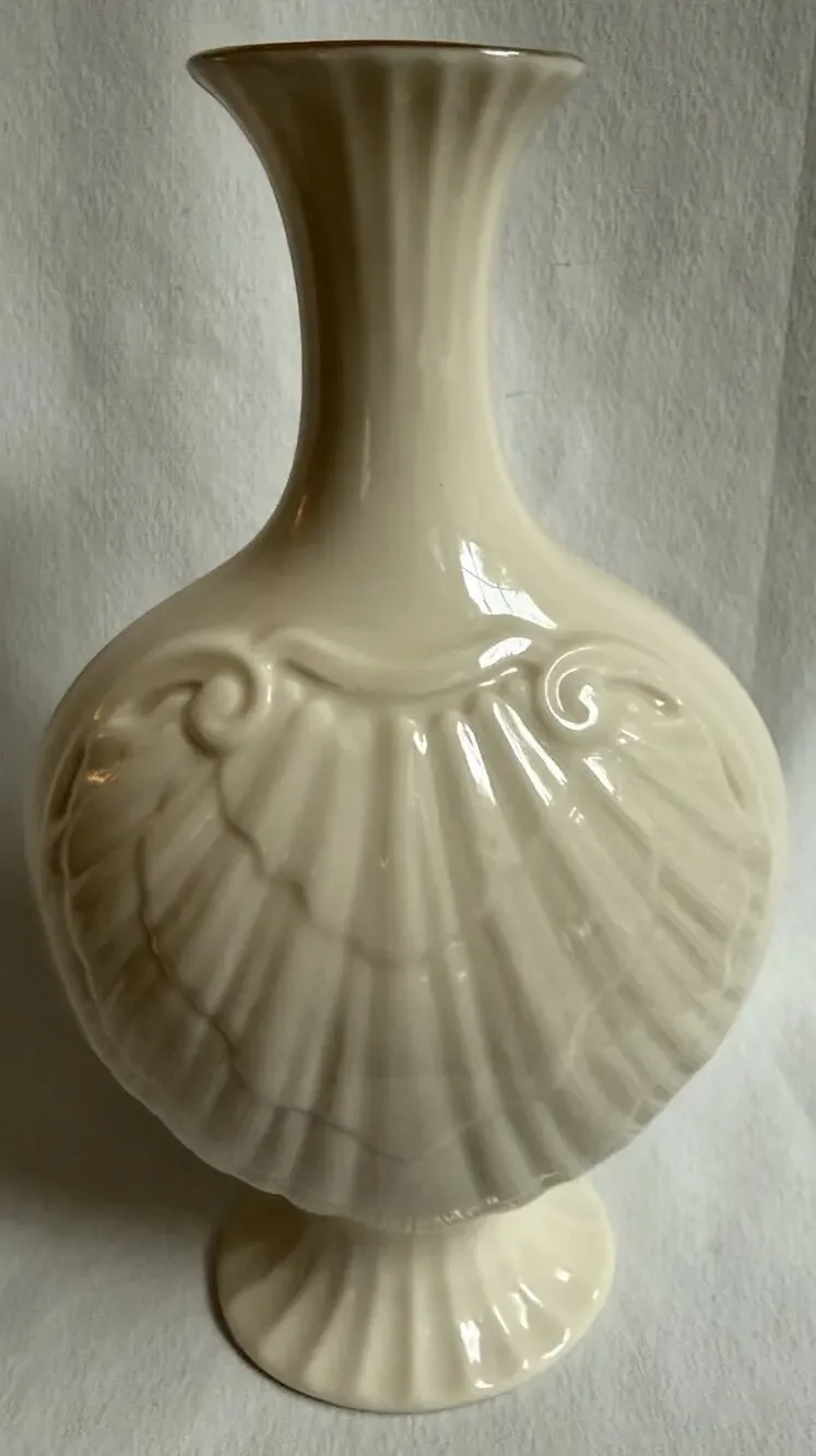 LENOX AEGEAN COLLECTION SEASHELL SHELL HEART GOLD TRIM VASE VINTAGE